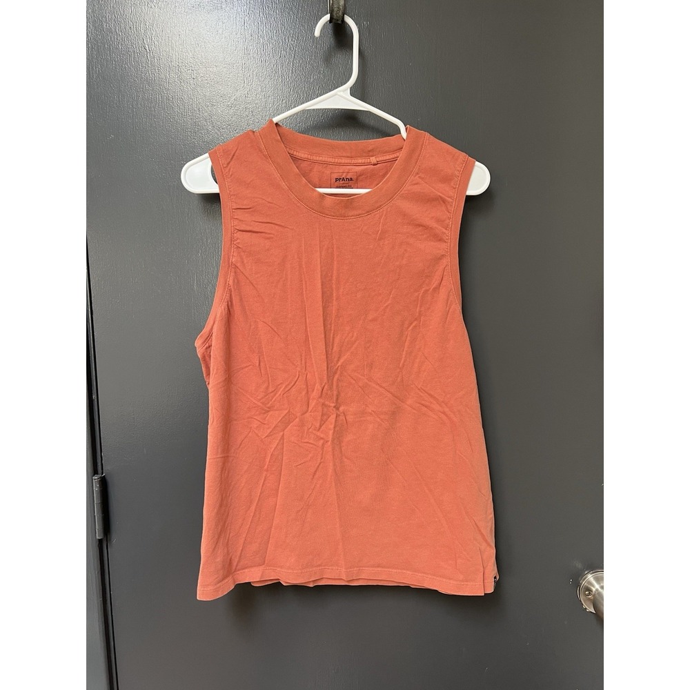 Prana Tank Top Womens Sz L Orange Racerback Loose Fit Athletic Yoga